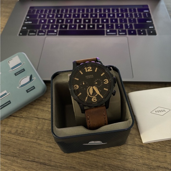 BRAND NEW Fossil Nate Chronograph Brown Leather Watch - Picture 6 of 6